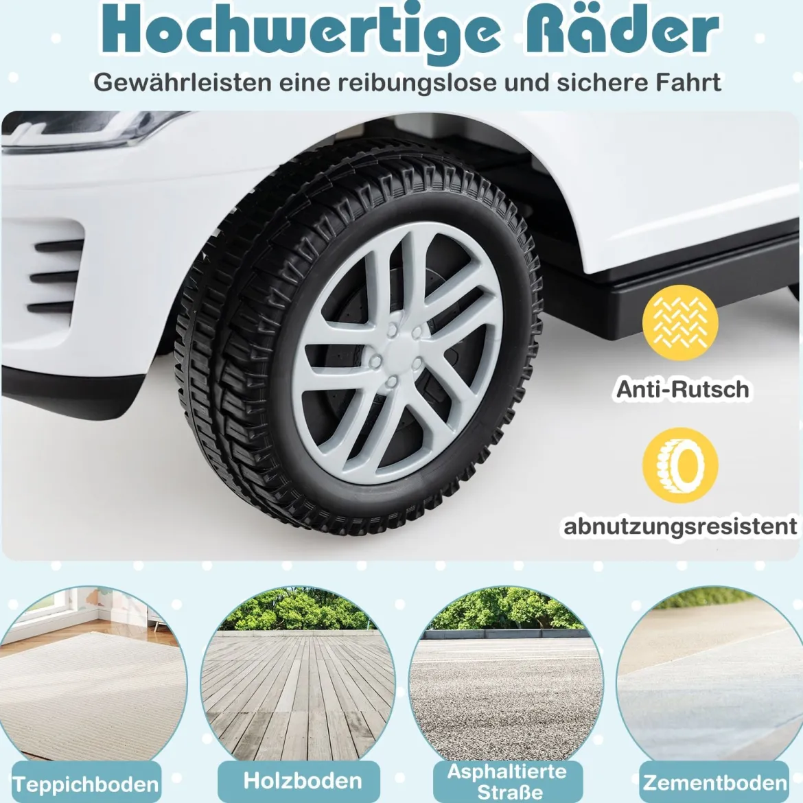 3-in-1 Rutschauto mit Schiebestange Rutschfahrzeug mit Abnehmbarem Griff Rutscher Auto Weiß