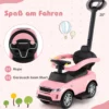 3-in-1 Rutschauto mit Schiebestange Rutschfahrzeug mit Abnehmbarem Griff Rutscher Auto Rosa
