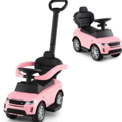 3-in-1 Rutschauto mit Schiebestange Rutschfahrzeug mit Abnehmbarem Griff Rutscher Auto Rosa