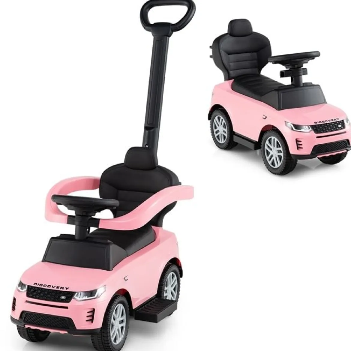3-in-1 Rutschauto mit Schiebestange Rutschfahrzeug mit Abnehmbarem Griff Rutscher Auto Rosa