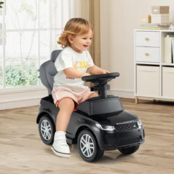 3-in-1 Rutschauto mit Schiebestange Rutschfahrzeug mit Abnehmbarem Griff Rutscher Auto Schwarz