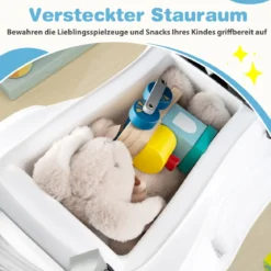 3-in-1 Rutschauto mit Schiebestange Rutschfahrzeug Schiebauto mit Stauraum Rutscher Auto Weiß