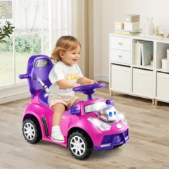 3-in-1 Rutschauto mit Schiebestange Rutschfahrzeug Schiebauto mit Stauraum Rutscher Auto Rosa