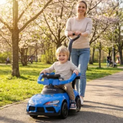 3 in 1 Rutschauto mit Schiebestange Schiebeauto mit Schutzbügel & Stauraum unter dem Sitz Blau