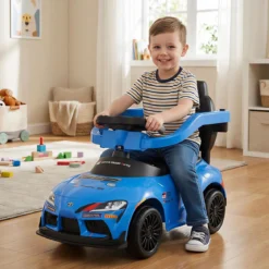 3 in 1 Rutschauto mit Schiebestange Schiebeauto mit Schutzbügel & Stauraum unter dem Sitz Blau