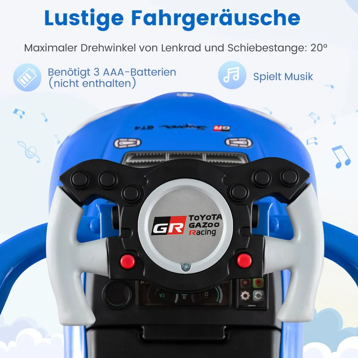 3 in 1 Rutschauto mit Schiebestange Schiebeauto mit Schutzbügel & Stauraum unter dem Sitz Blau