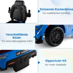 3 in 1 Rutschauto mit Schiebestange Schiebeauto mit Schutzbügel & Stauraum unter dem Sitz Blau
