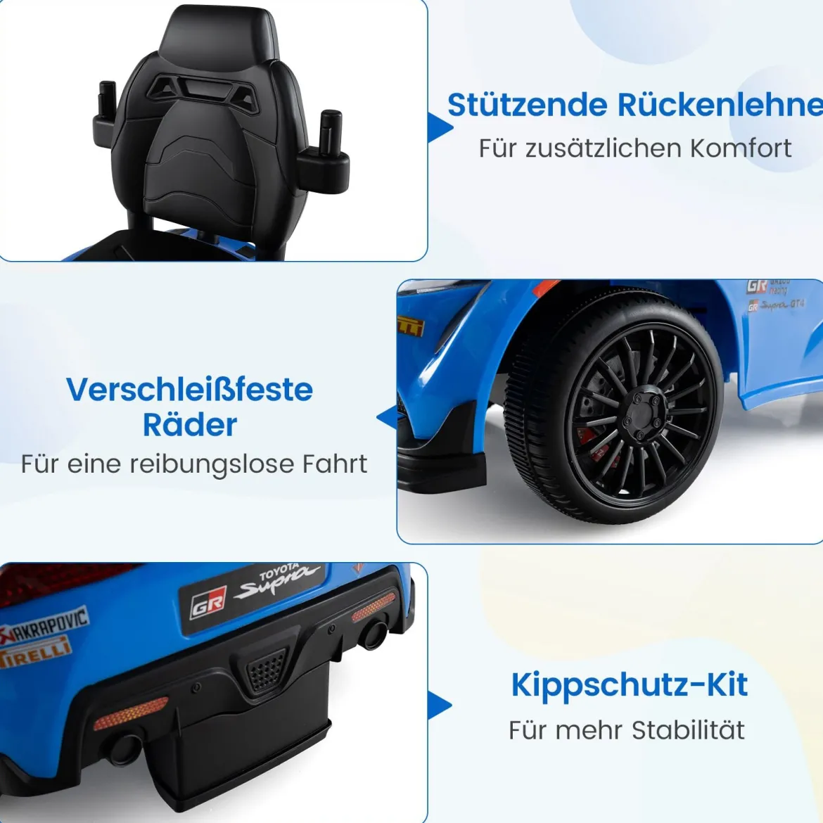 3 in 1 Rutschauto mit Schiebestange Schiebeauto mit Schutzbügel & Stauraum unter dem Sitz Blau