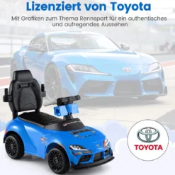 3 in 1 Rutschauto mit Schiebestange Schiebeauto mit Schutzbügel & Stauraum unter dem Sitz Blau