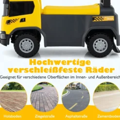 2 in 1 Rutschauto Polizeiauto mit Lenkrad & Stauraum Rutscher Auto Schiebeauto Gelb