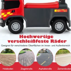 2 in 1 Rutschauto Polizeiauto mit Lenkrad & Stauraum Rutscher Auto Schiebeauto Rot