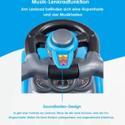 3 in 1 Rutschauto Schiebeauto mit Abnehmbarem Schiebgriff & Schutzbügel Blau