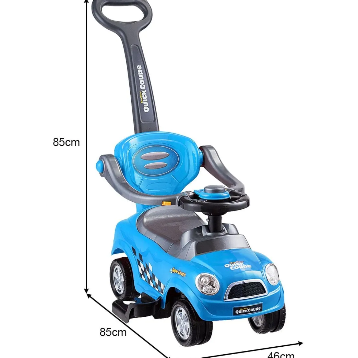 3 in 1 Rutschauto Schiebeauto mit Abnehmbarem Schiebgriff & Schutzbügel Blau
