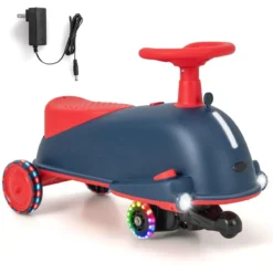 2 in 1 Rutschauto und Elektroauto mit leuchtenden Rädern & Musik Kinderfahrzeug Spielzeugauto