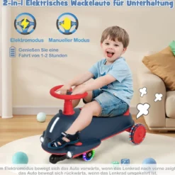 2 in 1 Rutschauto und Elektroauto mit leuchtenden Rädern & Musik Kinderfahrzeug Spielzeugauto