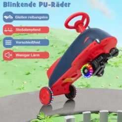 2 in 1 Rutschauto und Elektroauto mit leuchtenden Rädern & Musik Kinderfahrzeug Spielzeugauto