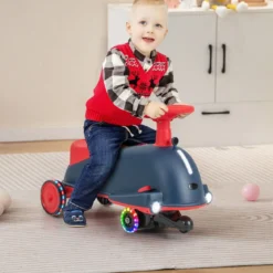2 in 1 Rutschauto und Elektroauto mit leuchtenden Rädern & Musik Kinderfahrzeug Spielzeugauto