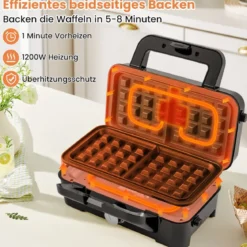 3-in-1-Sandwichmaker elektrischer Panini-Pressgrill mit abnehmbaren Antihaft-Platten
