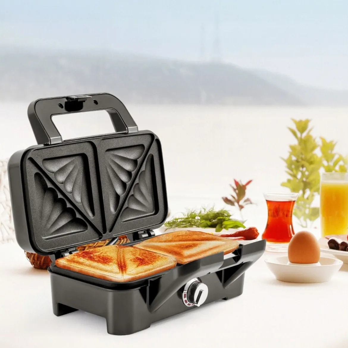 3-in-1-Sandwichmaker elektrischer Panini-Pressgrill mit abnehmbaren Antihaft-Platten