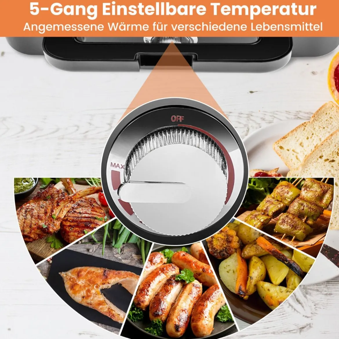 3-in-1-Sandwichmaker elektrischer Panini-Pressgrill mit abnehmbaren Antihaft-Platten