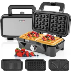 3-in-1-Sandwichmaker elektrischer Panini-Pressgrill mit abnehmbaren Antihaft-Platten