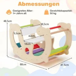 2 in 1 Schaukelpferdbogen für Kinder mit Wippe & Kletterbogen & Bequemer Rückenlehne & Sitz