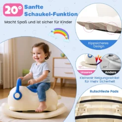 3-in-1 Schaukelpferd für Kleinkinder im Alter von 1-3 Jahren Rutschauto-Spielzeug mit verstecktem Stauraum Weiß