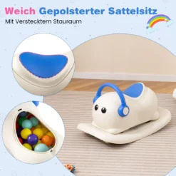 3-in-1 Schaukelpferd für Kleinkinder im Alter von 1-3 Jahren Rutschauto-Spielzeug mit verstecktem Stauraum Weiß