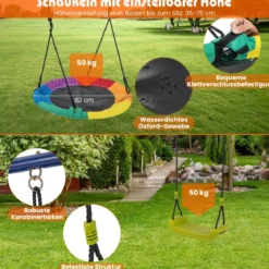 4-in-1-Schaukelset für 3-12 Jährige Robustes Spielset aus Metall mit Rutsche