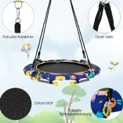 2 in 1 Schaukel- und Trampolin-Set für Kinder mit Handlauf Ø 92 x 70 cm Blau