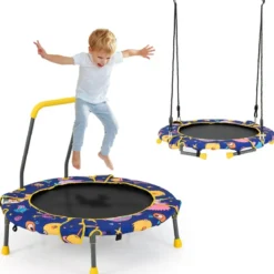 2 in 1 Schaukel- und Trampolin-Set für Kinder mit Handlauf Ø 92 x 70 cm Blau