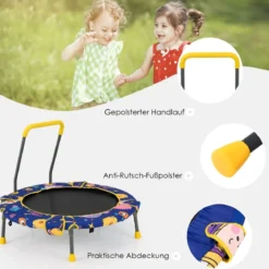 2 in 1 Schaukel- und Trampolin-Set für Kinder mit Handlauf Ø 92 x 70 cm Blau