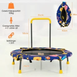2 in 1 Schaukel- und Trampolin-Set für Kinder mit Handlauf Ø 92 x 70 cm Blau