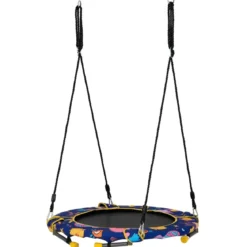 2 in 1 Schaukel- und Trampolin-Set für Kinder mit Handlauf Ø 92 x 70 cm Blau