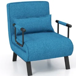 4 in 1 Schlafsessel Klappbar Schlafsofa mit 5 Stufig Verstellbarer Rückenlehne Blau