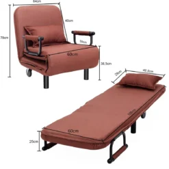 3 in 1 Schlafsessel Schlafsofa Klappbett Gästebett Klappsessel Braun