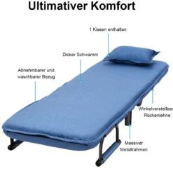 3 in 1 Schlafsessel Schlafsofa Klappbett Gästebett Klappsessel Blau