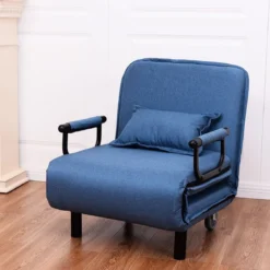 3 in 1 Schlafsessel Schlafsofa Klappbett Gästebett Klappsessel Blau