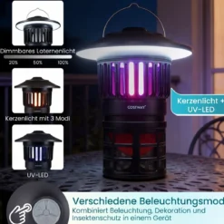 Insektenvernichter Elektrisch 2 in 1 Mückenlampe mit LED-Licht USB Wiederaufladbare Fliegenfalle