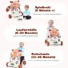 3-in-1 Sitz-Stehlaufhilfen für Babys Lauflernwagen Baby Walker 46 x 46 x 46 cm Rosa