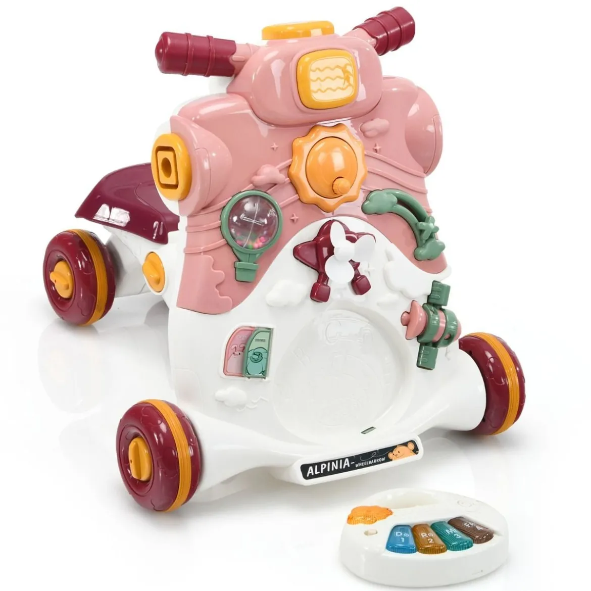 3-in-1 Sitz-Stehlaufhilfen für Babys Lauflernwagen Baby Walker 46 x 46 x 46 cm Rosa