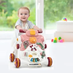 3-in-1 Sitz-Stehlaufhilfen für Babys Lauflernwagen Baby Walker 46 x 46 x 46 cm Rosa