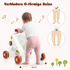3-in-1 Sitz-Stehlaufhilfen für Babys Lauflernwagen Baby Walker 46 x 46 x 46 cm Rosa