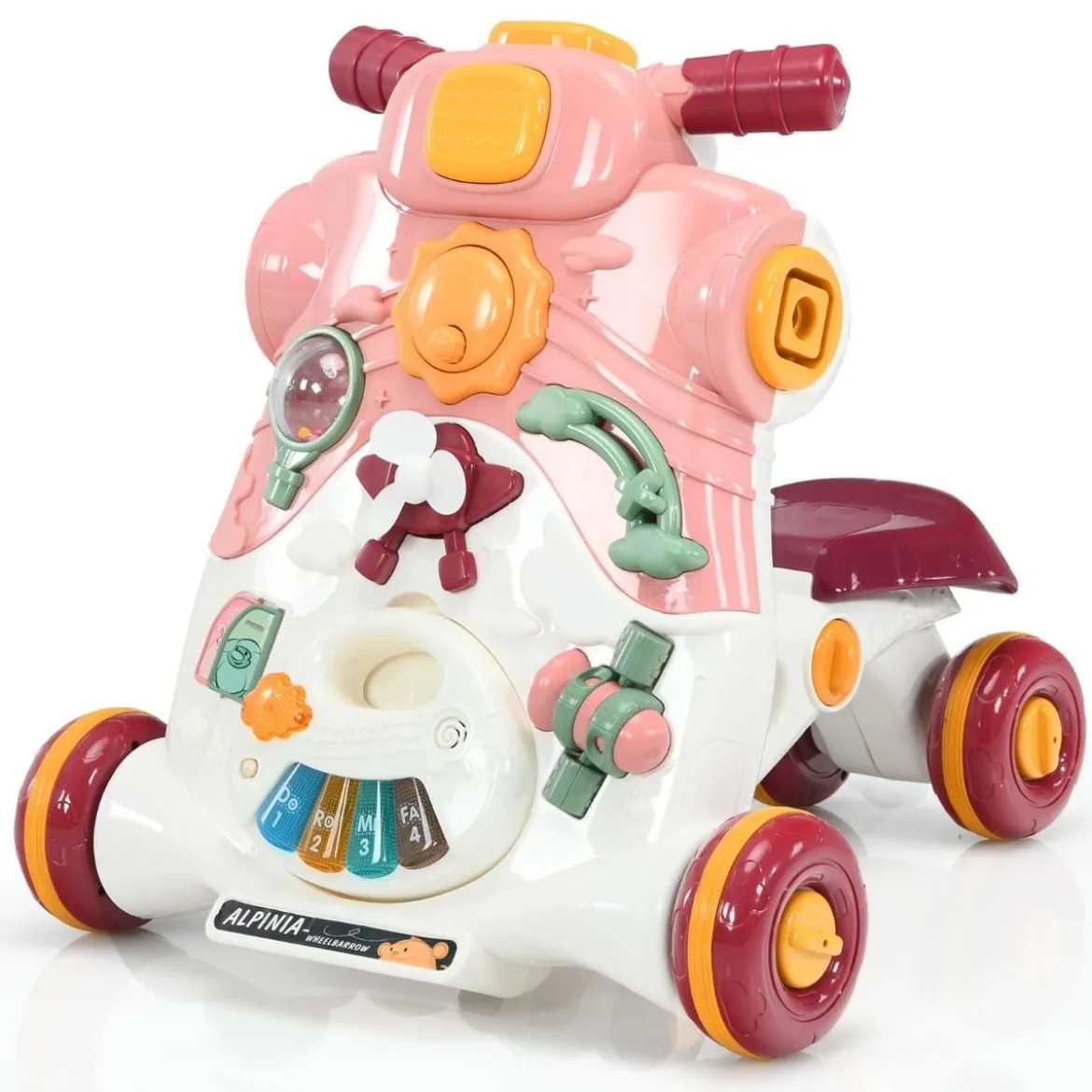 3-in-1 Sitz-Stehlaufhilfen für Babys Lauflernwagen Baby Walker 46 x 46 x 46 cm Rosa