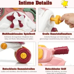 3-in-1 Sitz-Stehlaufhilfen für Babys Lauflernwagen Baby Walker 46 x 46 x 46 cm Rosa