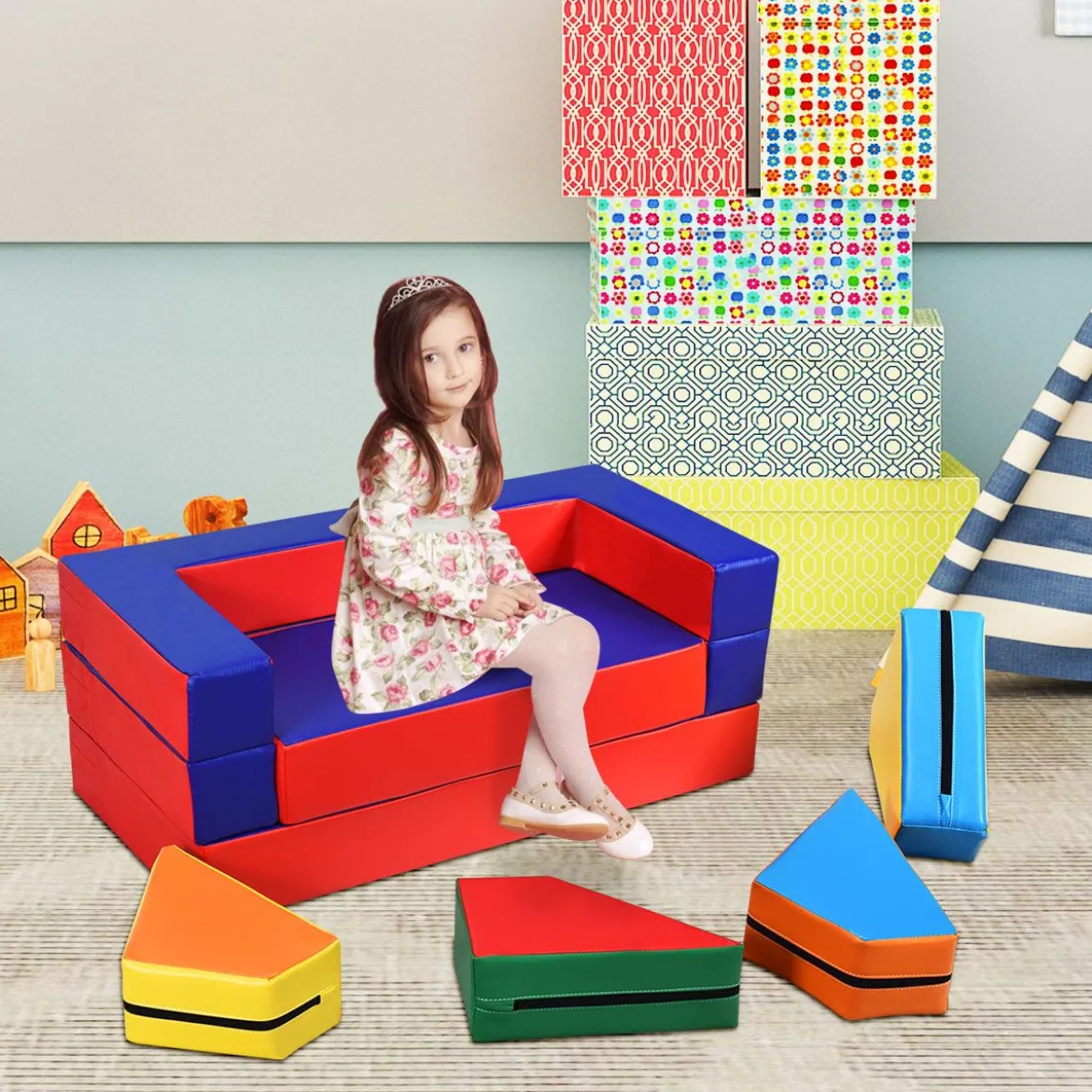4 in 1 Spielsofa Vielseitiges Kindersofa Kinder Sitzgruppe