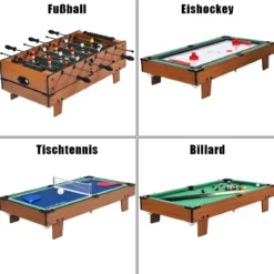 4 in 1 Spieltisch Billardtisch & Tischtennistisch & Air Hockeytisch & Tischkicker 81 x 43 x 30,5 cm