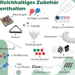 12 in 1 Spieltisch mit Tischfußball & Airhockey & Billard & Tischtennis & Schach & Bowling & Shuffleboard