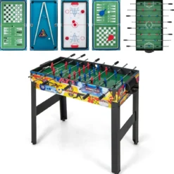 12 in 1 Spieltisch mit Tischfußball & Airhockey & Billard & Tischtennis & Schach & Bowling & Shuffleboard