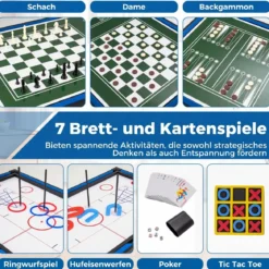 14 in 1 Spieltisch Set Tischspiel Multifunktional mit Tischfußball Hockey Billard Tischtennis usw. Blau
